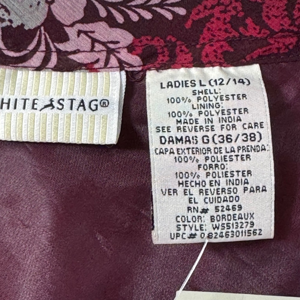 White Stag Bordeaux Wallpaper Floral Georgette Double Layer Skirt L Y2K fairy - Picture 5 of 8